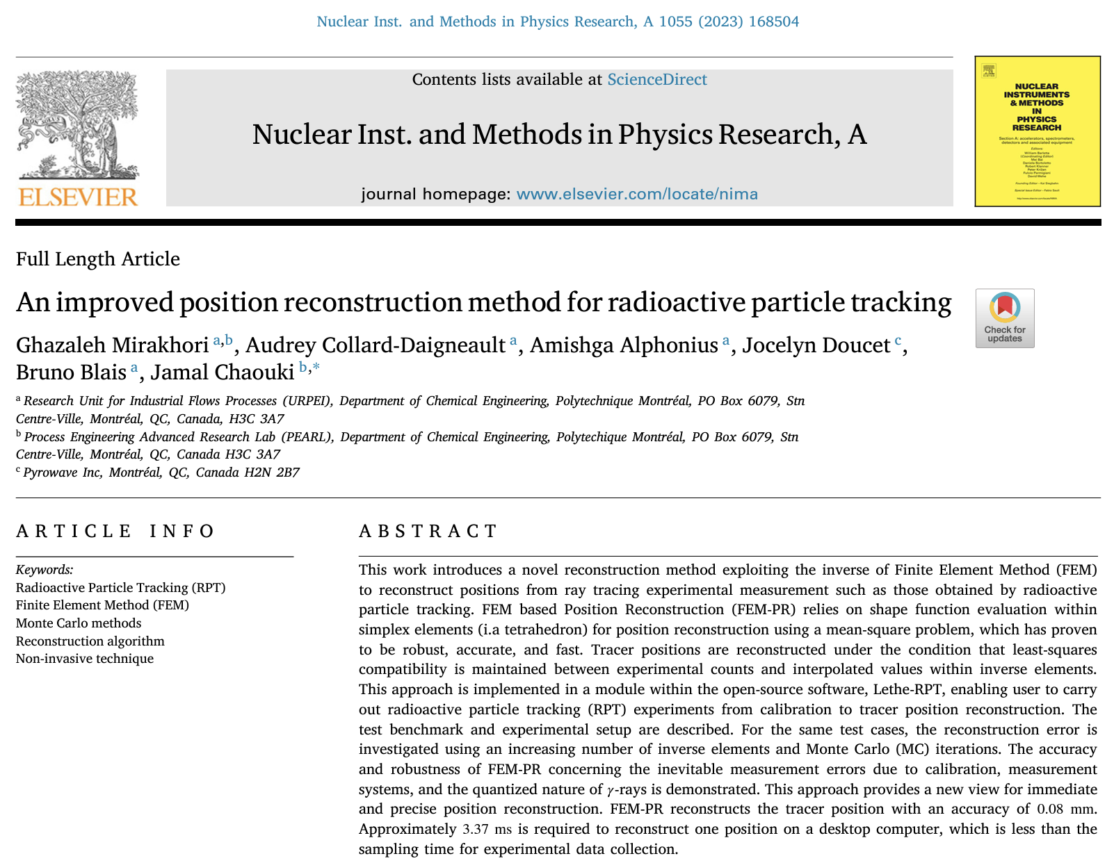 An improved position reconstruction method for radioactive particle tracking